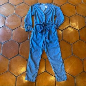 NEW Gap Chambray Union Suit Coverall jumpsuit Pockets Tie and Elastic Sz 4 NWT